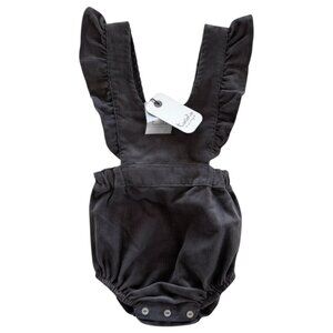 TOCOTO VINTAGE - VELVET ROMPER - DARK GREY - 9M - COTTON - NWT